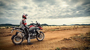 gray and red sports bike, BMW, GS 1200R, desert, motorcycle