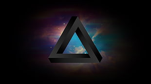 black triangular logo illustration, abstract, Penrose triangle HD wallpaper