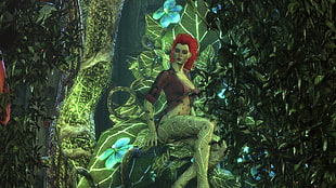 green and yellow leaf plant, Batman: Arkham City, video games, Poison Ivy