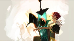 female game character illustration, Transistor, Red (Transistor), Supergiant Games