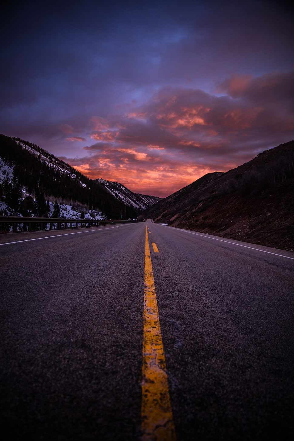 concrete road, Road, Marking, Mountains HD wallpaper