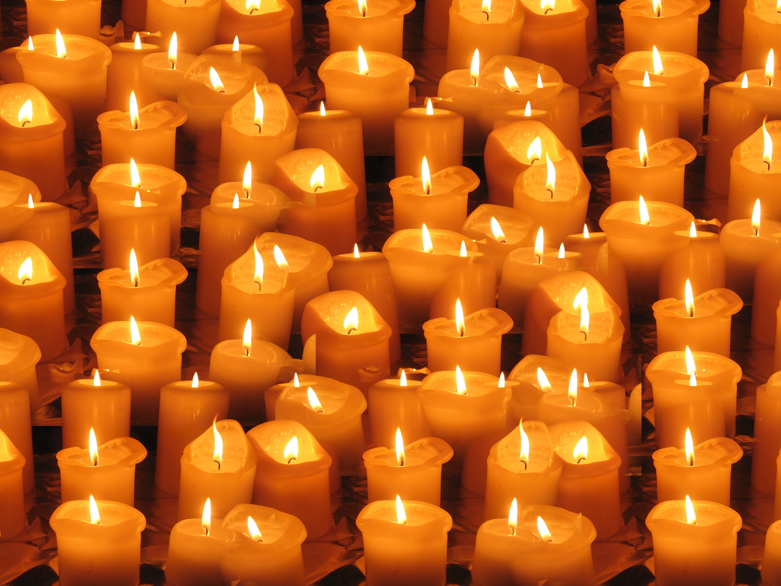 lighted pillar candles
