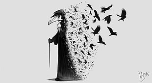 fictional character holding cane illustration, Plague, plague doctors, the Darkness, dark HD wallpaper