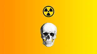 white skull illustration, nuclear, death, yellow