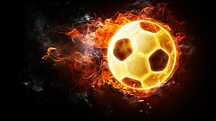 burning soccer ball, soccer, ball, fire, soccer ball HD wallpaper