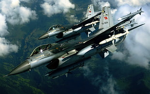gray jet plane, General Dynamics F-16 Fighting Falcon, Turkish Air Force, Turkish Armed Forces, jet fighter