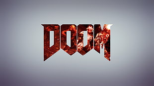 Doom logo, minimalism, Doom (game), doom 2016, video games HD wallpaper