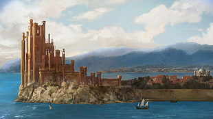 brown concrete castle beside body of water painting, Game of Thrones: A Telltale Games Series, Game of Thrones HD wallpaper