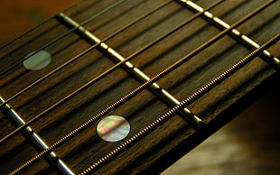 closeup photo of guitar stings HD wallpaper