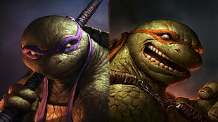 Teenage Mutant Ninja Turtles Donatello and Michelangelo illustration, Teenage Mutant Ninja Turtles, Donatello , Raphael HD wallpaper