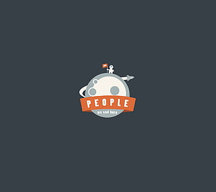 People logo, minimalism, Moon, rocket, astronaut