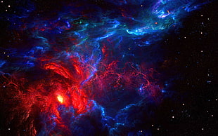 blue and red Nebula HD wallpaper