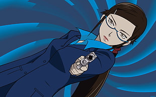 black haired police woman anime character