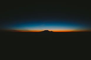silhouette of mountain, sky, night, nature, sunlight