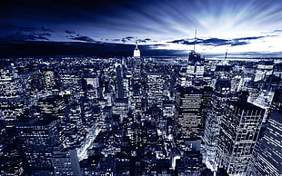 gray skyscraper, city, New York City, cityscape, digital art