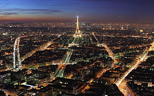 Eiffel Tower, Paris at night time, Paris, cityscape, night, lights
