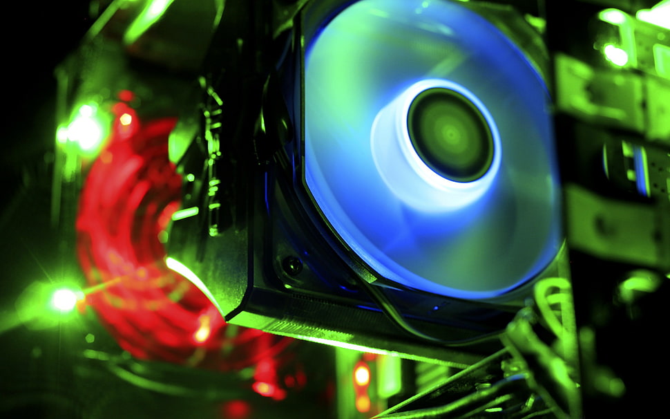 heatsink with blue LED, computer, CPU, cooling fan HD wallpaper