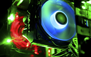 heatsink with blue LED, computer, CPU, cooling fan HD wallpaper