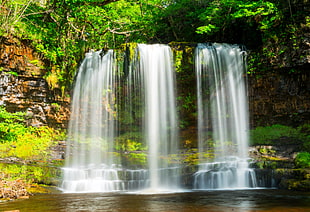 time-lapse photography of waterfall at daytime HD wallpaper