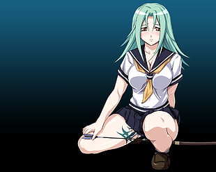 green haired woman anime character HD wallpaper