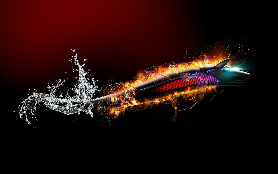 multicolored fire and water photography HD wallpaper