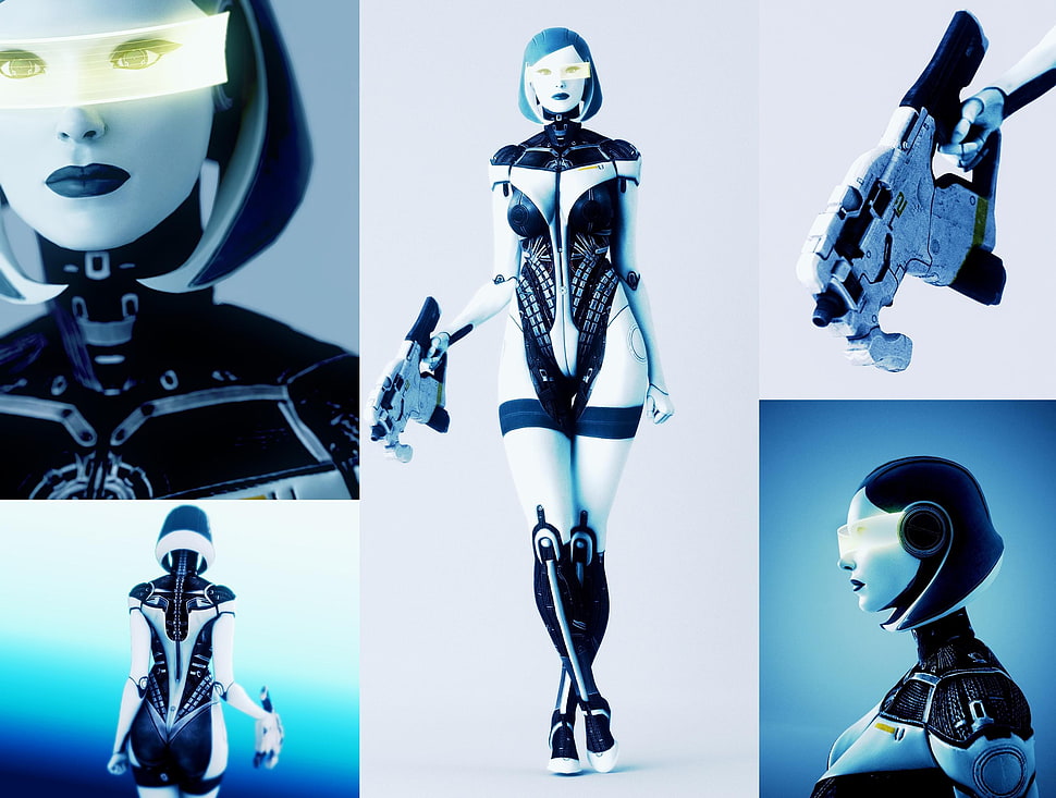 photo of robot woman collage HD wallpaper