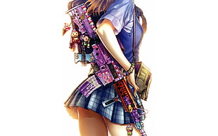 woman carrying assault rifle character digital wallpaper