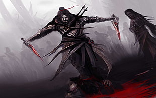 assassin holding dagger painting, Assassin's Creed, assassins , selective coloring