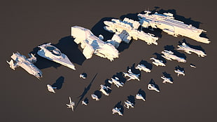 assorted ship figure lot, Star Citizen, Anvil Carrack, Avenger, Origin 300i HD wallpaper