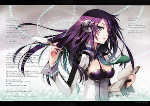 purple haired girl wearing white clothes anime character HD wallpaper