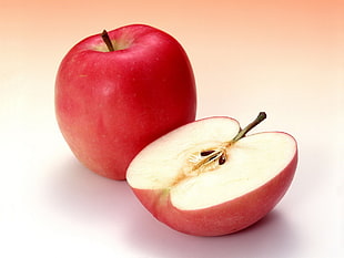 one and a half apple on surface