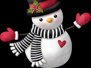 snowman illustration with black background HD wallpaper
