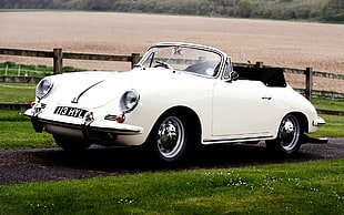 vintage white convertible coupe