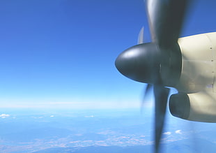 aerial photo of black airplane blade