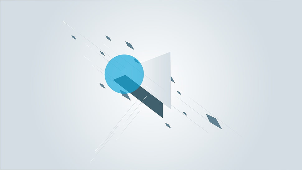 round blue and white triangular logo, vector, graphic design, geometry HD wallpaper