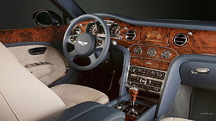 black and gray car steering wheel, Bentley Mulsanne, car interior, car, vehicle