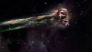 two aliens on galaxy digital wallpaper