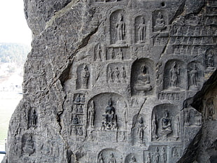 Buddha engraved wall HD wallpaper