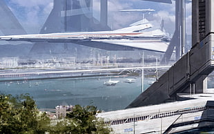 white and red spaceship, science fiction, Mass Effect 3, concept art, video games