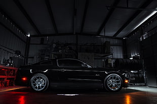 black coupe, Ford Mustang GT, Ford, Ford Mustang, muscle cars HD wallpaper