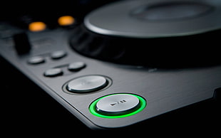 closeup photo of turned on DJ terminal