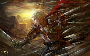 knight holding sword illustration, Game of Thrones, Jaime Lannister