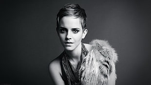 grayscale photo of Emma Watson