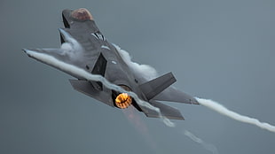 gray jet plane, Lockheed Martin F-35 Lightning II, F-35 Lightning II HD wallpaper