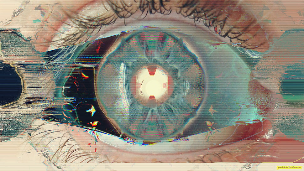 human eye, glitch art, eyes, abstract, cyberpunk HD wallpaper