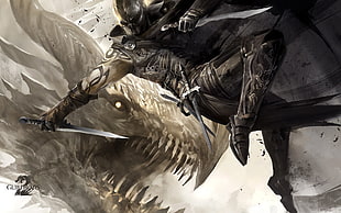 Guild of Wars 2 digital wallpaper, Guild Wars, dragon, assassins , video games