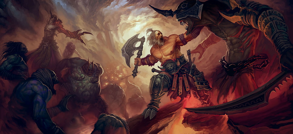 game character illustrations, Diablo III, warrior, creature, video games HD wallpaper