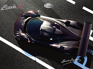 maroon luxury car with text overlay, car, Pagani, Pagani Zonda R, Super Car 