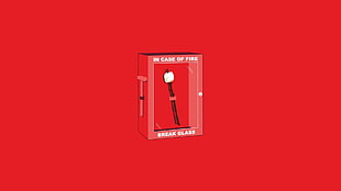 red emergency fire alarm, minimalism, humor, red, red background