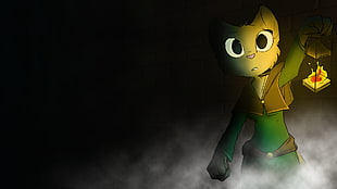 child cartoon character holding lantern poster, furry, Anthro, prequel, Khajiit HD wallpaper